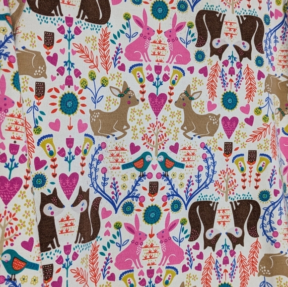 ✨3/$15 Lands' End Colorful Forest Animal Floral Print Dress 7/8 - Picture 2 of 6